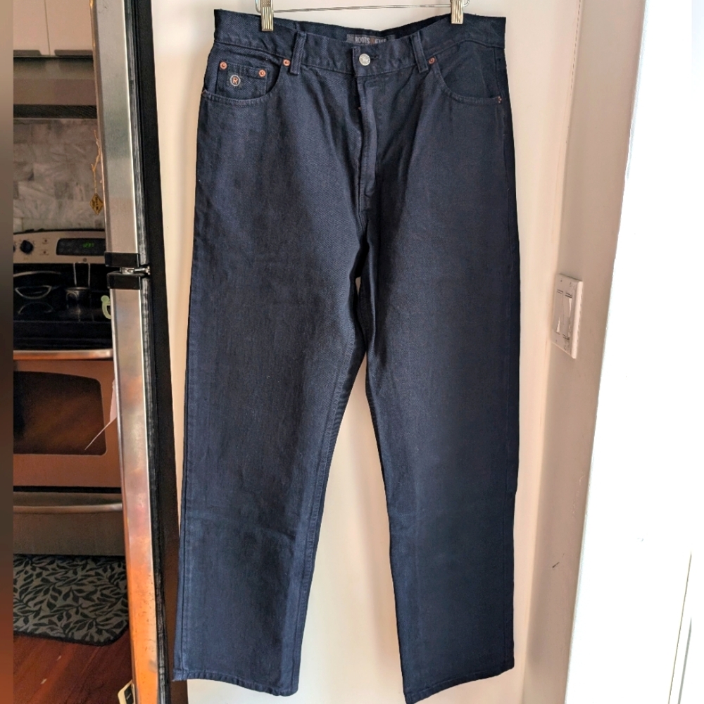 Roots Men’s Straight Leg‎ Jeans 36 X 32 100% Cotton Black